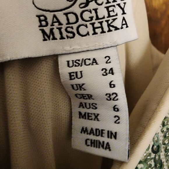 Badgley Mischka Natalie Dress Mint Sequin Multi Fit Flare Spaghetti Strap - Picture 9 of 9